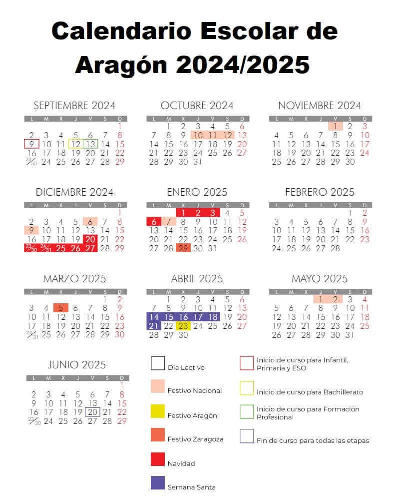calendario escolar aragon 2024 2025